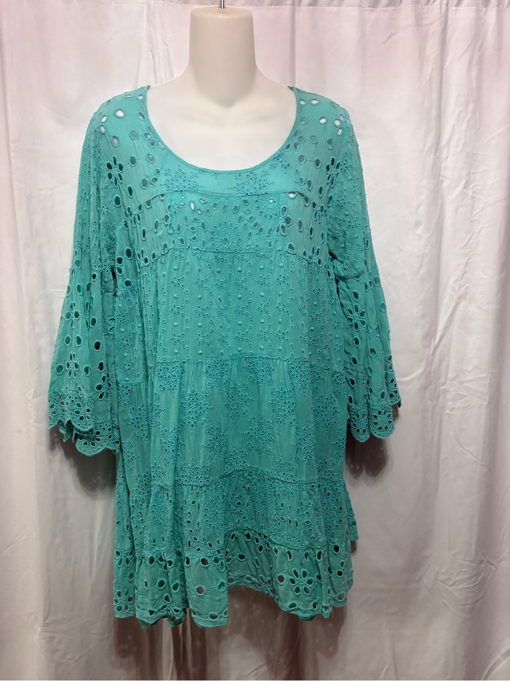 Johnny Was Turquoise Eyelet Tunic